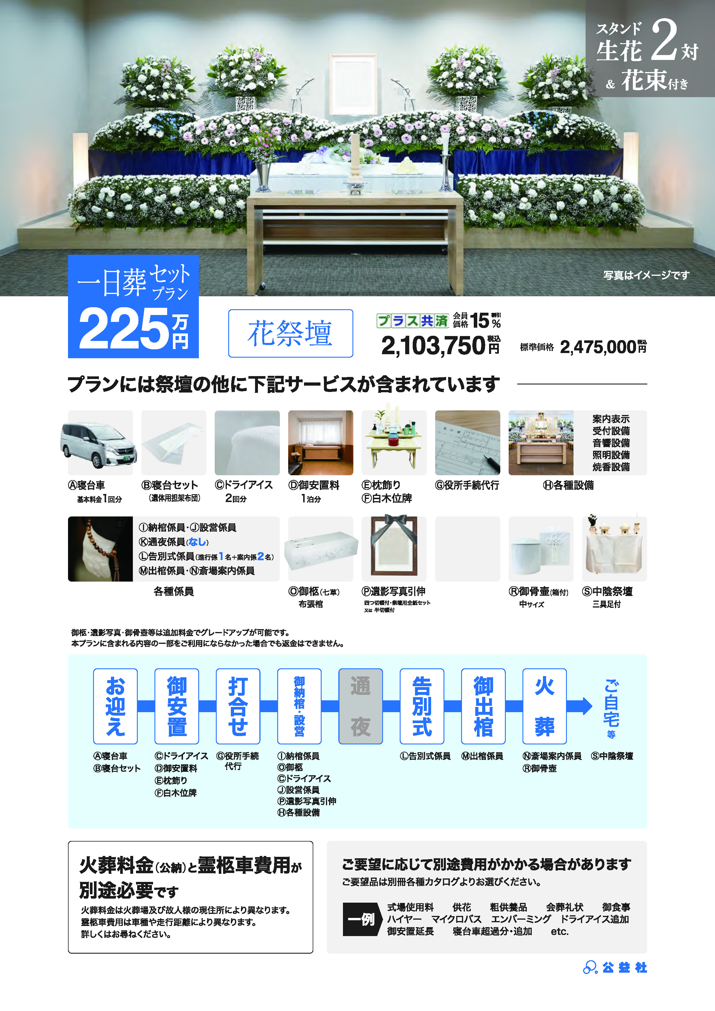 一日葬セットプラン225万（花祭壇）
