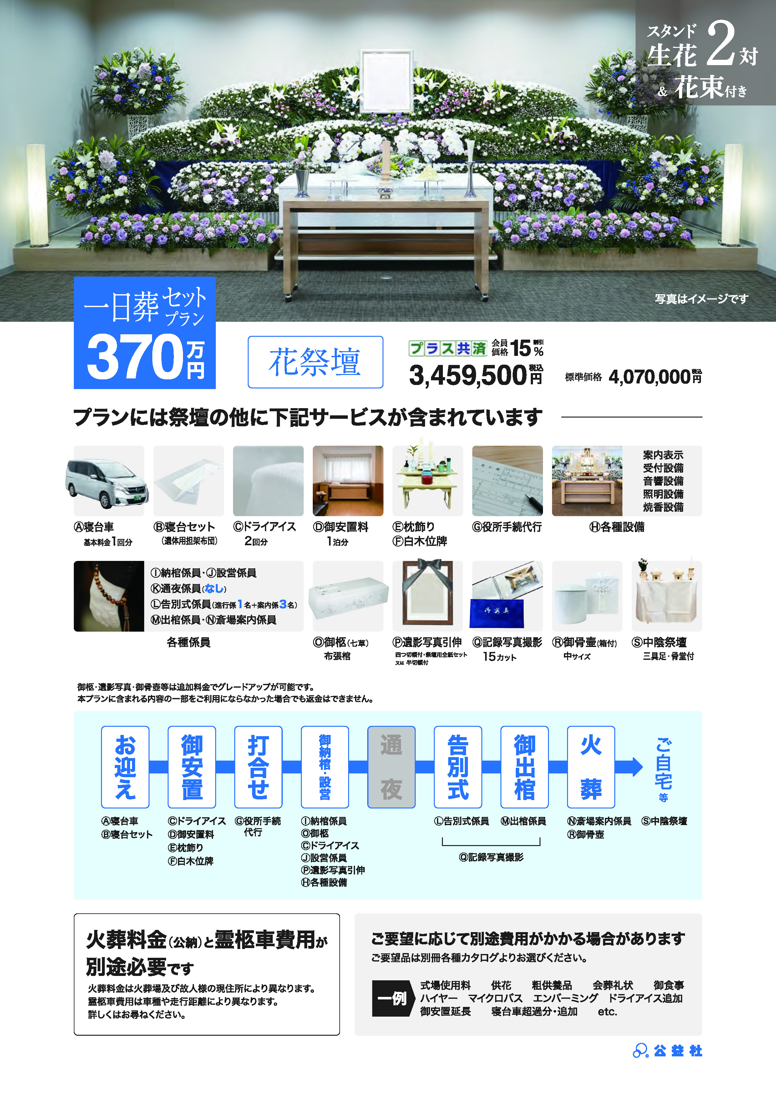 一日葬セットプラン370万（花祭壇）