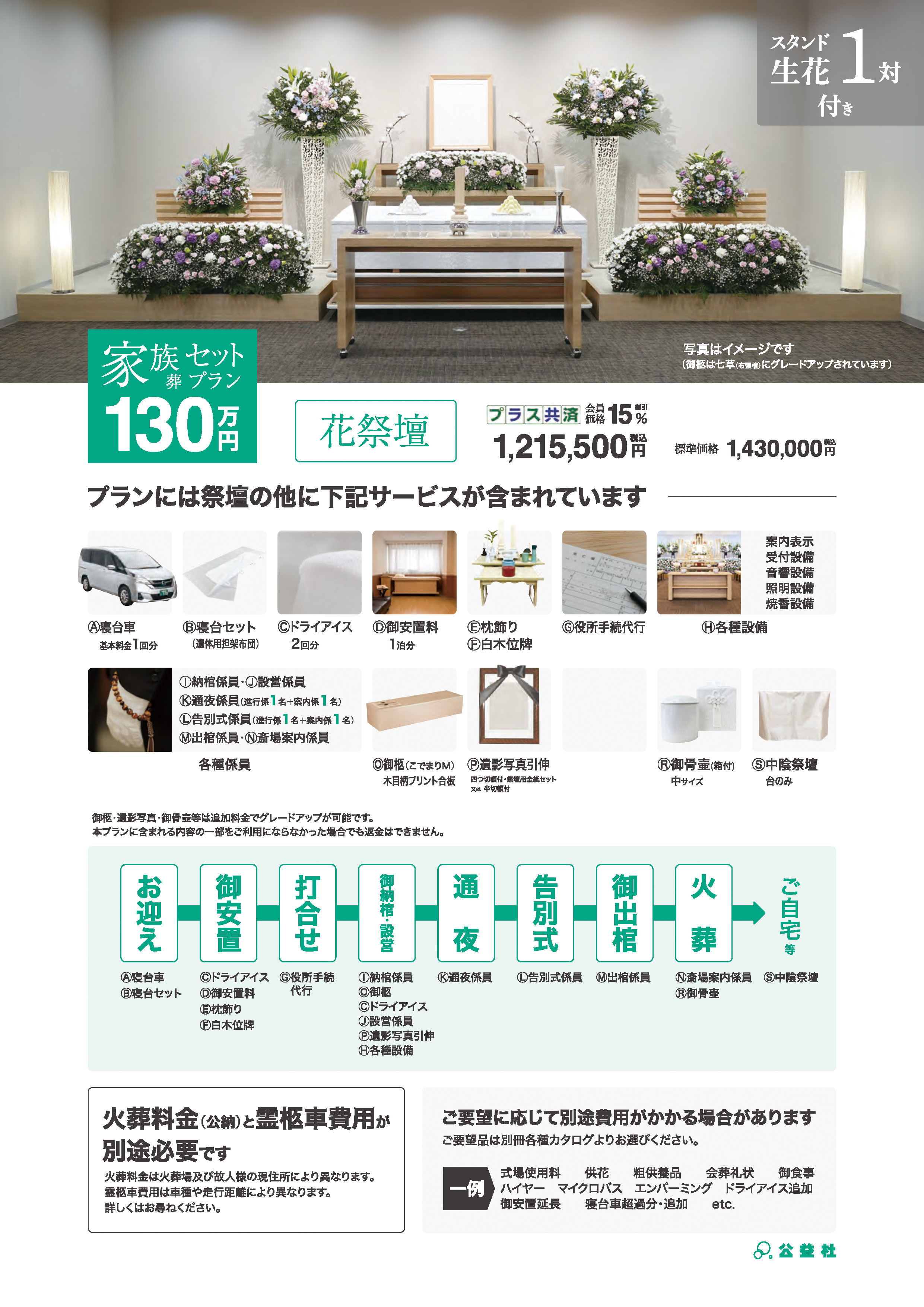 家族葬セットプラン130万（花祭壇）