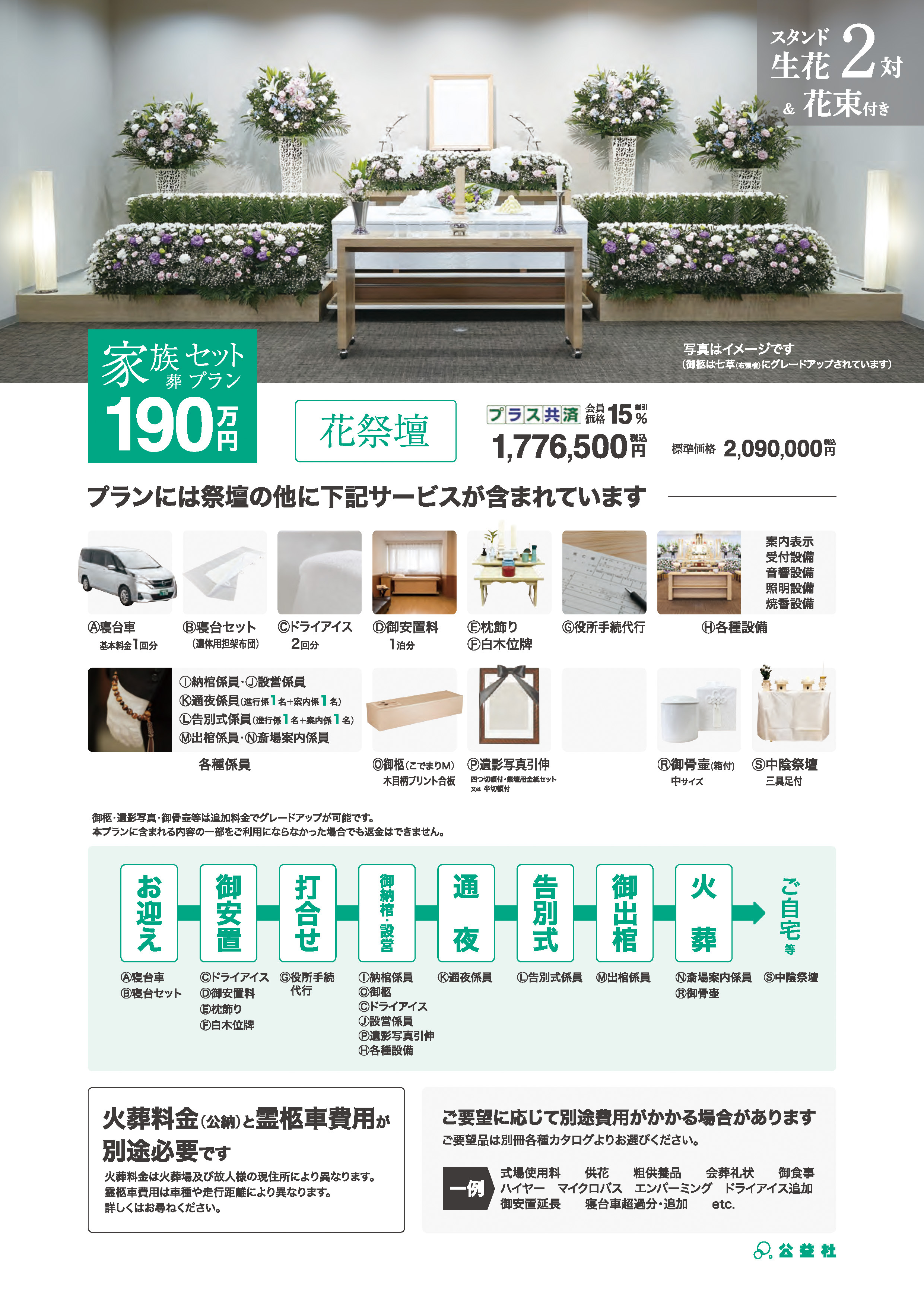 家族葬セットプラン190万（花祭壇）